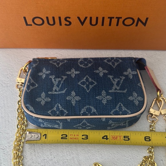 UPCYCLED Louis Vuitton Monogram Blue Denim Mini Pouchette - Picture 9 of 11